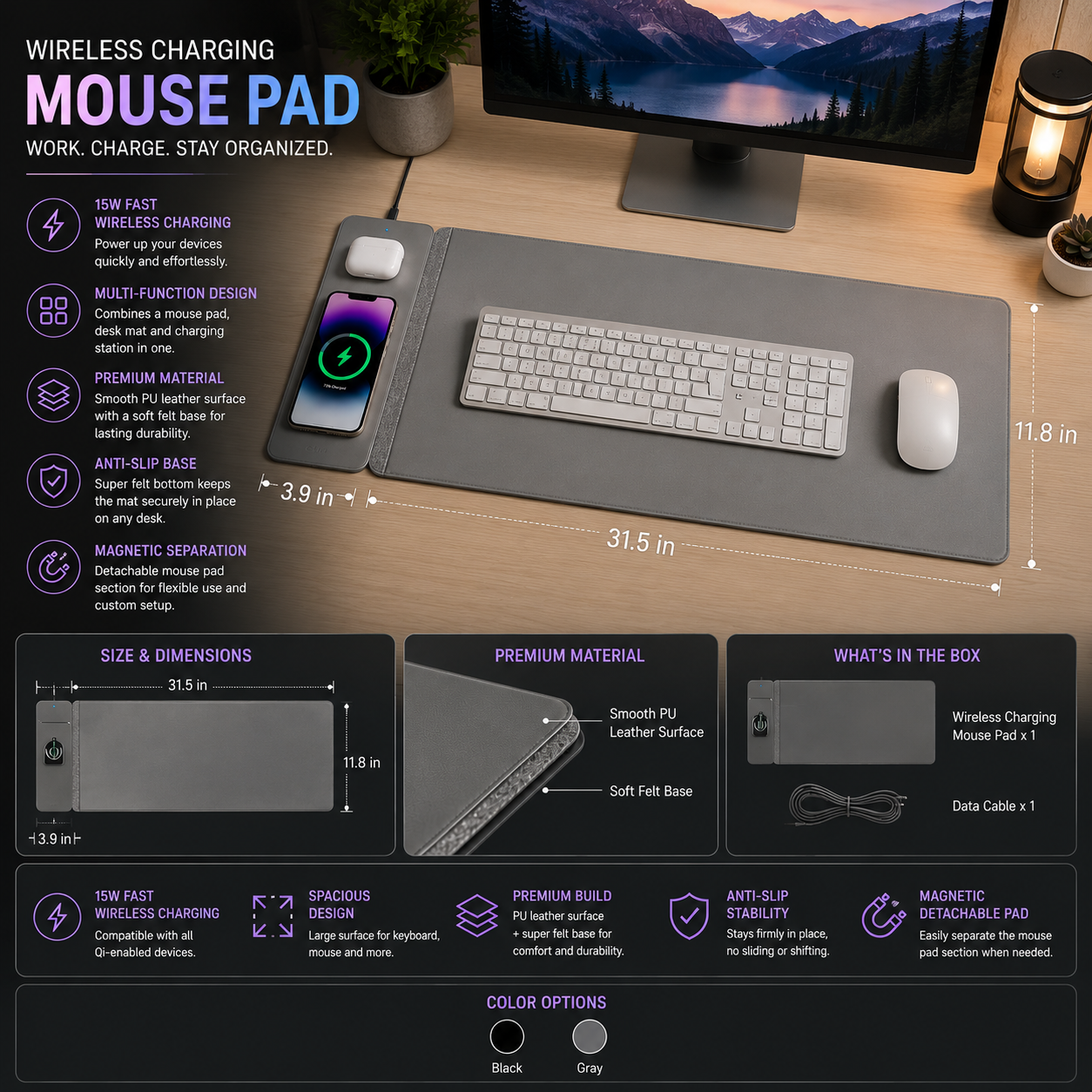 Wireless Charging Mouse Pad