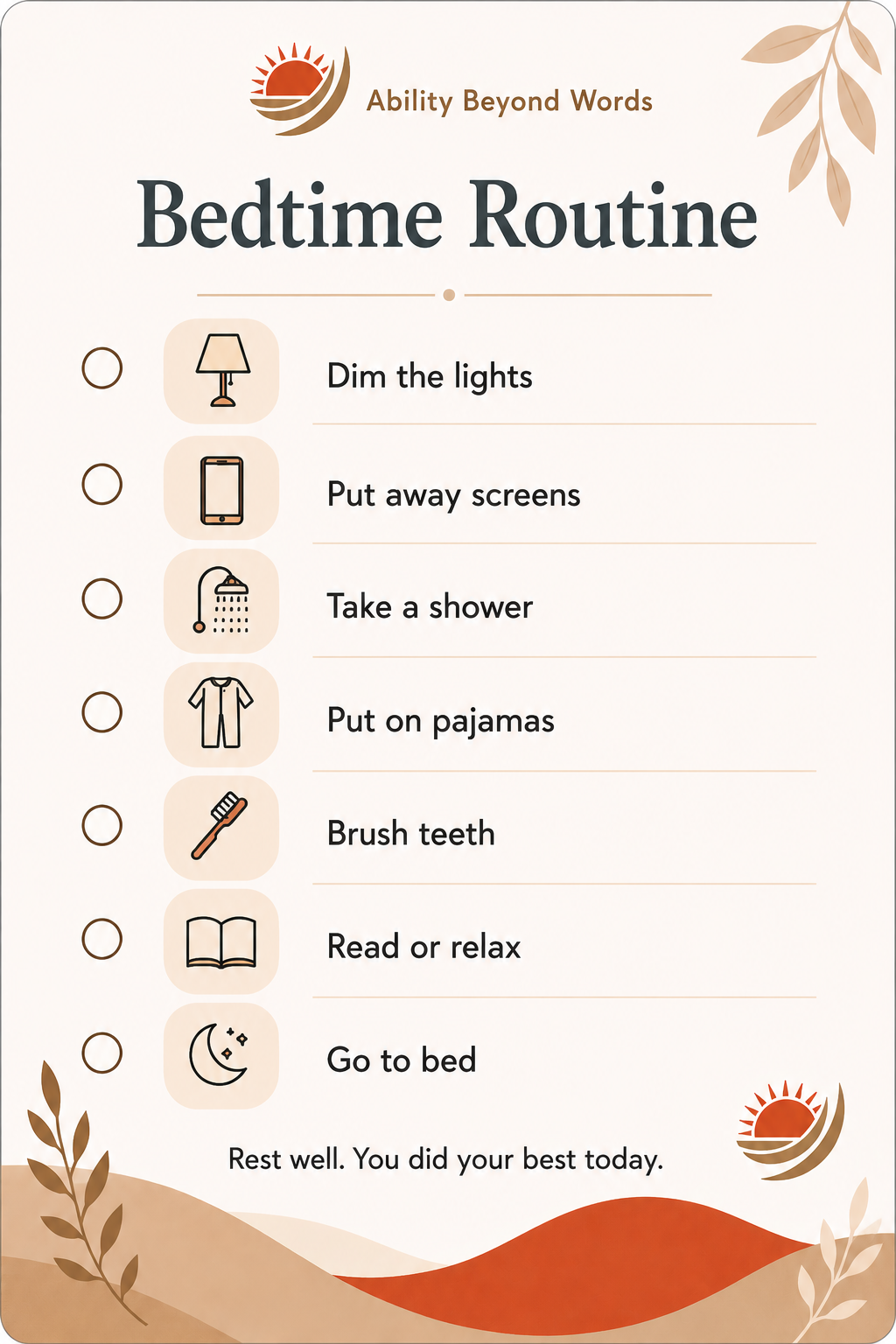 Visual Bedtime Routine