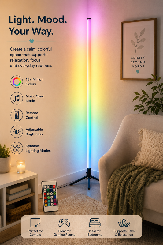 LED Corner Floor Lamp with Music Sync & Remote