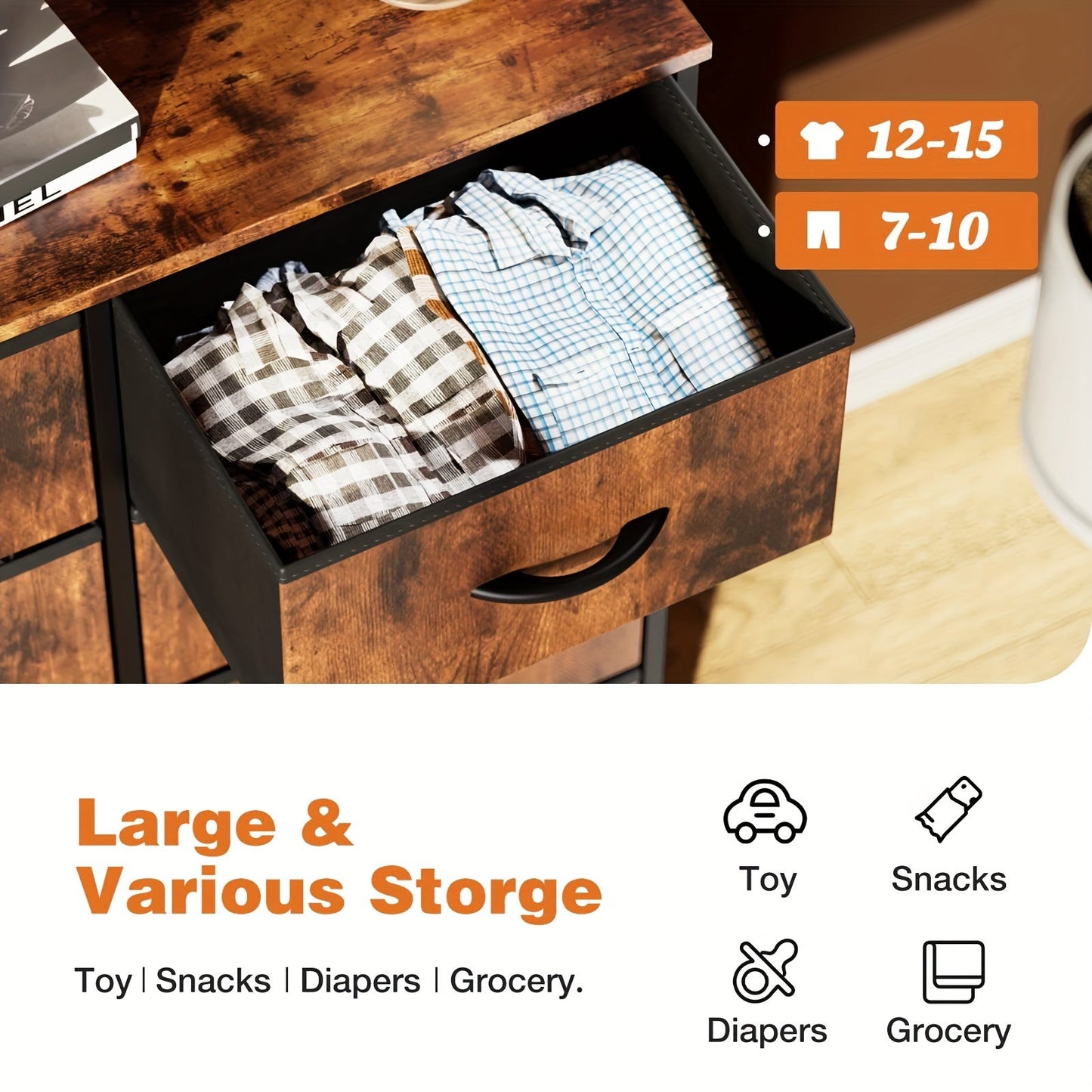 8 Drawer Dresser Storage Organizer