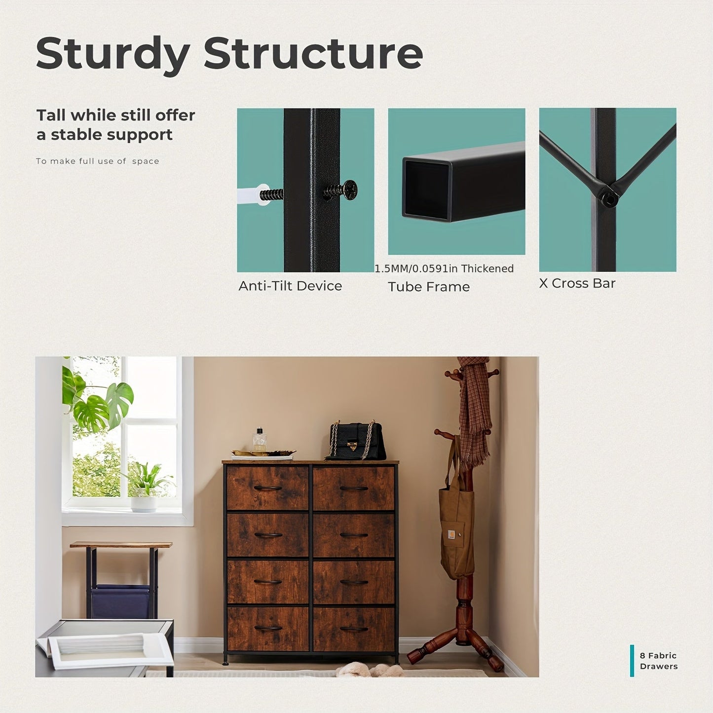 8 Drawer Dresser Storage Organizer