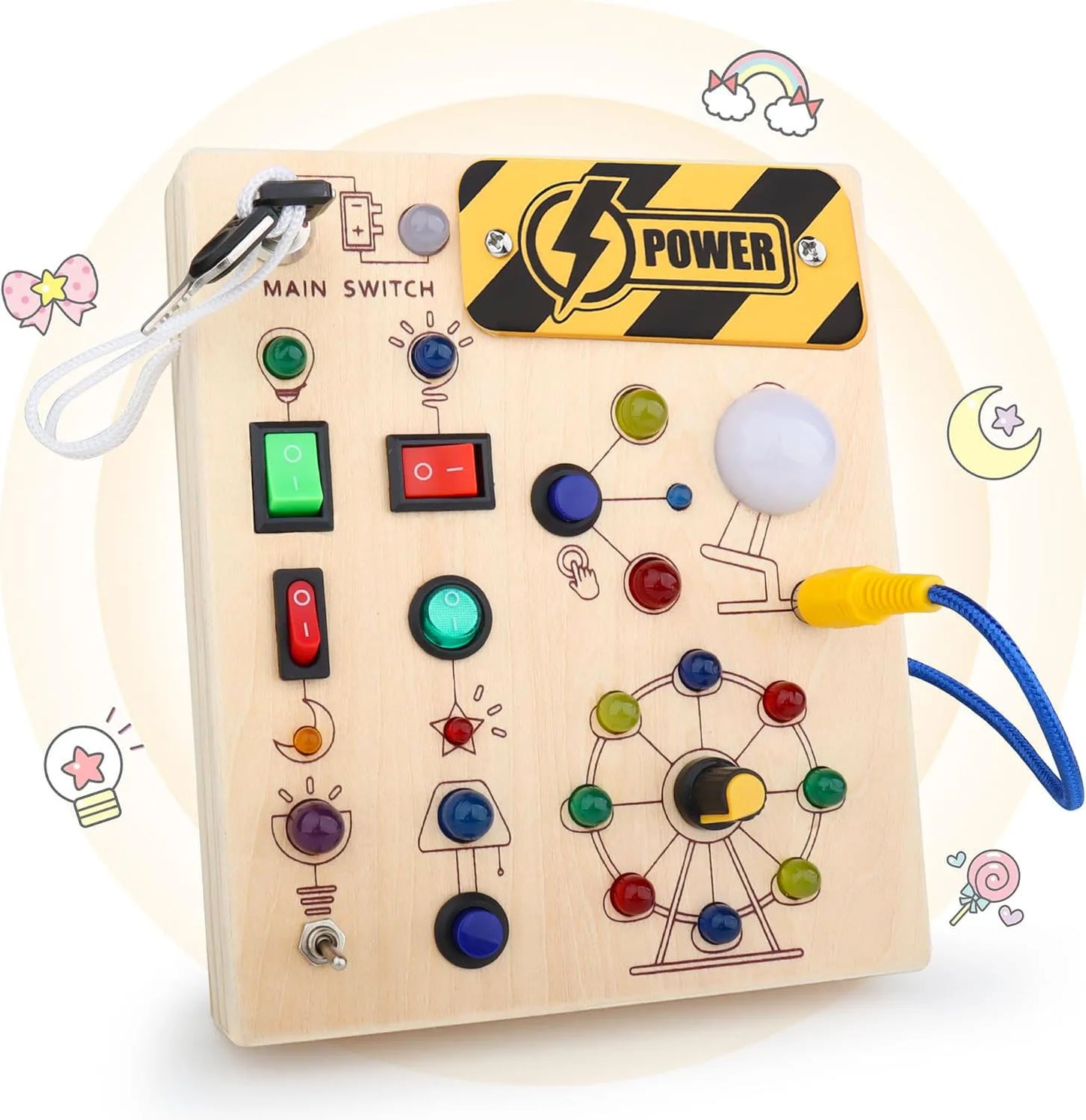 Sensory Busy Board with Interactive Switches & Lights